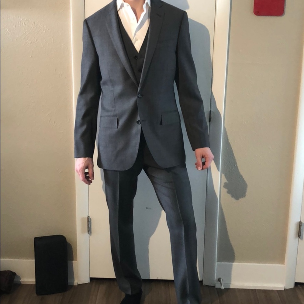 JCrew Ludlow 3 piece grey suit, 38R, 30-30 pants